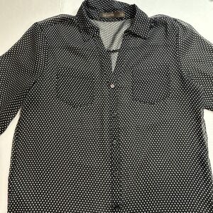 The Limited Women's Small Sheer‎ Top Black With White Dots V Neck.  Item 235